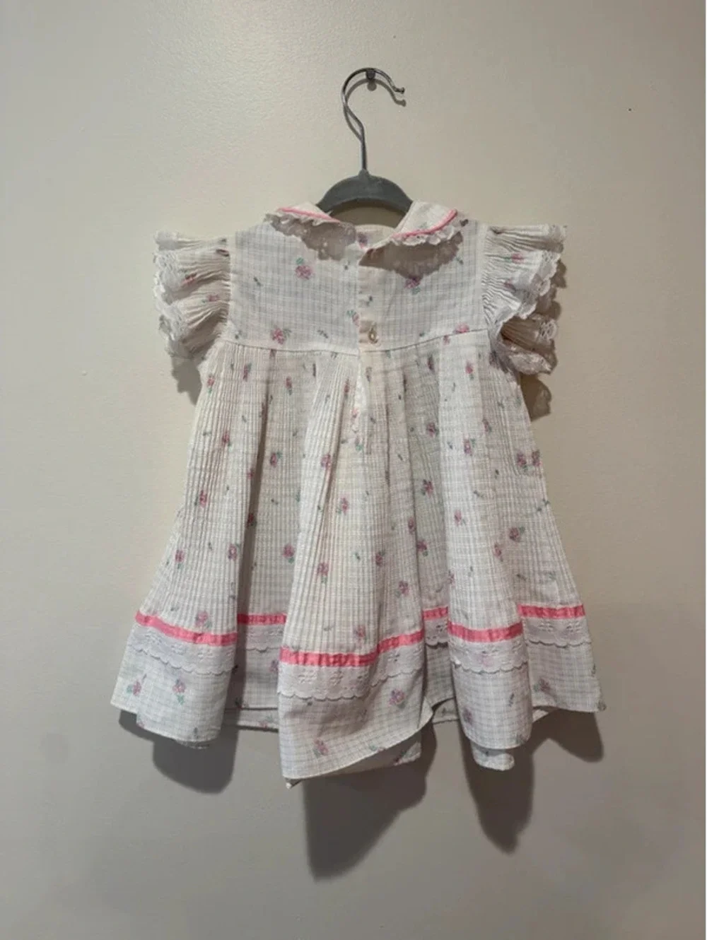 Vintage Toddler Frilly Dress Size 3T White and Pink